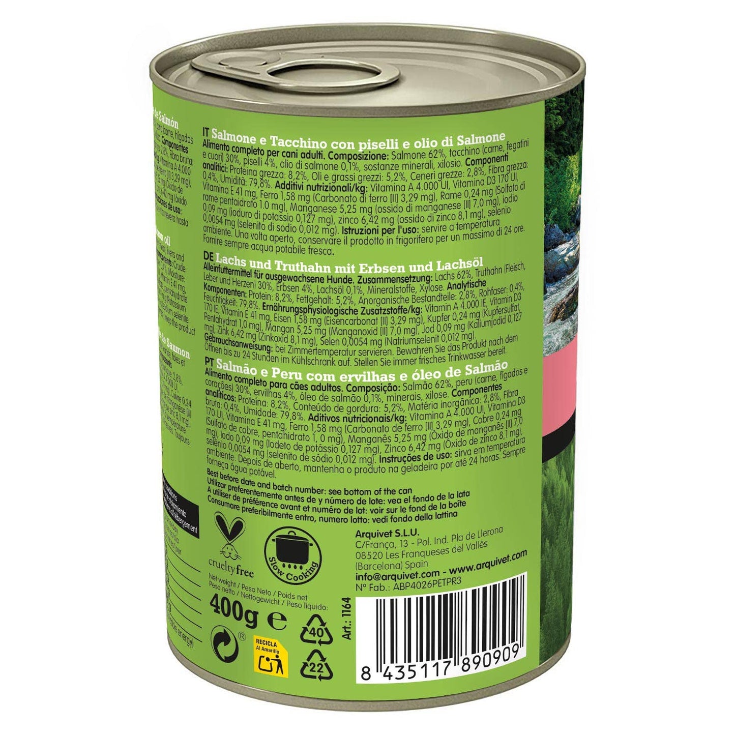 Arquivet Wet Dog Food Adult Salmon and Turkey [400g]